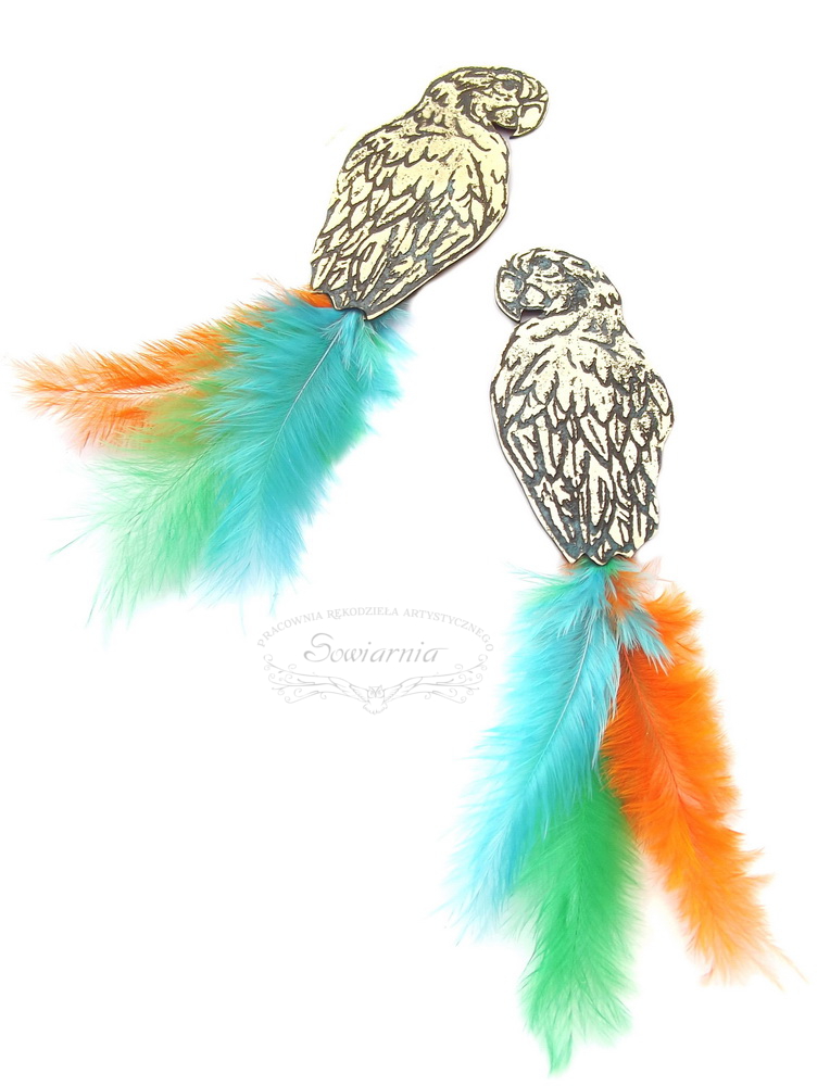 kolczyki kolorowe papugi