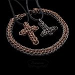 komplet chainmaille: bransoleta i dwa wisiory