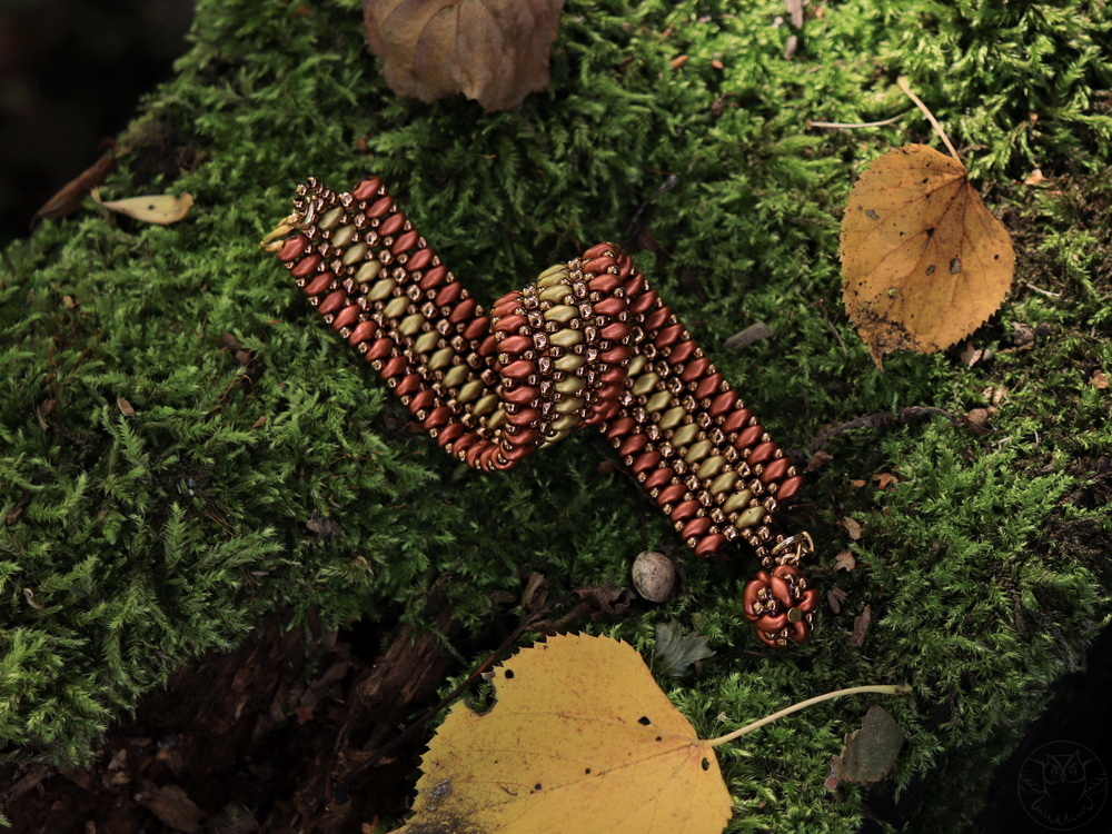 jesienna bransoletka z koralików SuperDuo